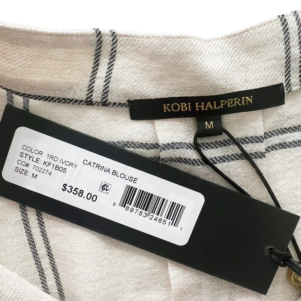 Kobi Halperin Catrina Windowpane Check Blouse | MEDIUM NWT - Picture 9 of 12